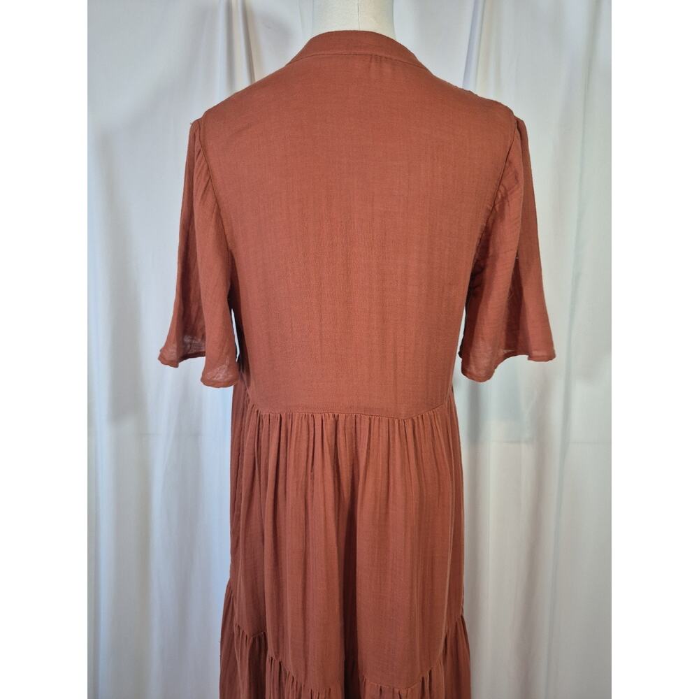 Anthropologie Somerset Brown Cotton Midi Dress XXS - Picture 8 of 9